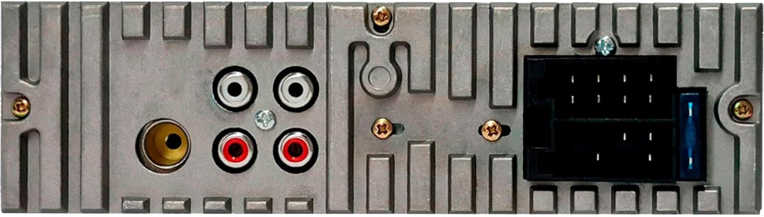 Rear view of the Roadstar RS-2714BR car radio showing RCA outputs and ISO connector