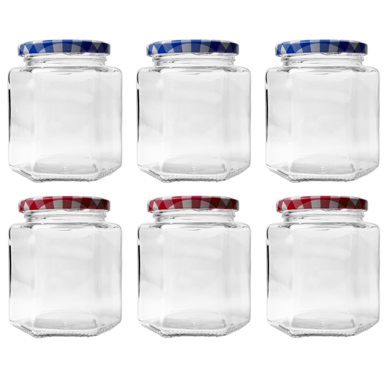 Yumzxin 6 Pack 360ml (12oz) Hexagonal Glass Jars with Airtight Lids for Canning, Food Storage, Yogurt, Jam, Pickle, DIY Craft Containers