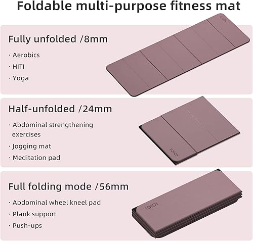 Miniatura 3 de Tapete de yoga plegable extra grueso de 0.32 pulgadas, material POE ecológico, tapete de fitness de diseño antideslizante, tapetes de entrenamiento