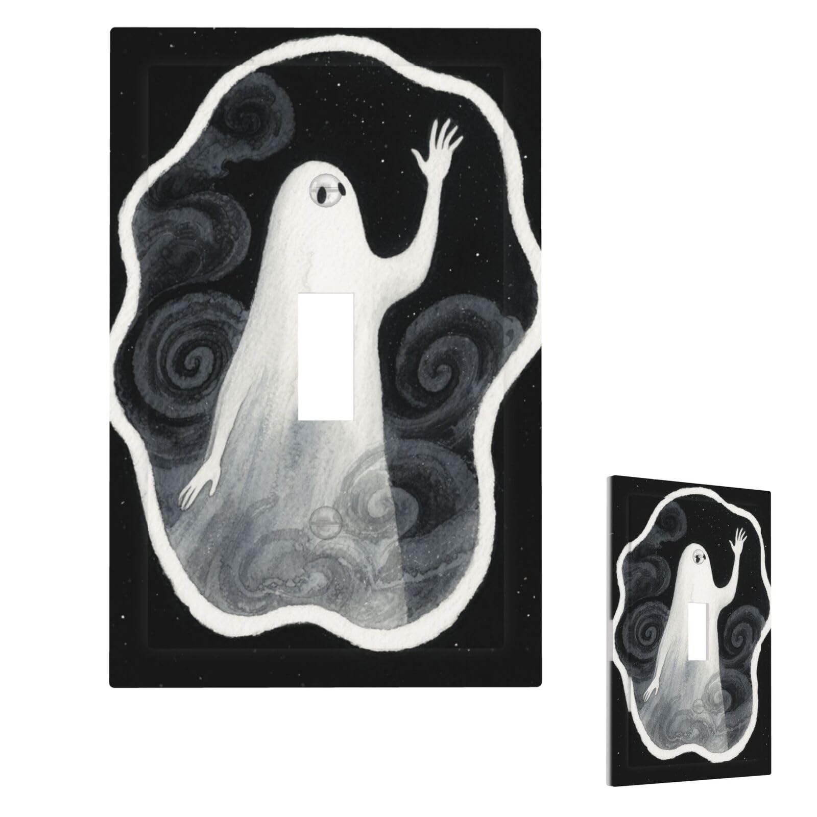 Ghost Wall Plate Cover Modern Decorative 1 Gang Light Switch Cover Unbreakable Receptacle Outlet Covers For Living Room Bedroom Home Decor Single Toggle