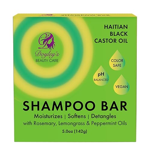 Doyley's - Barra de champú hidratante de aceite de ricino negro haitiano de 5 onzas, suaviza y desenreda, para cabello más grueso, color seguro,