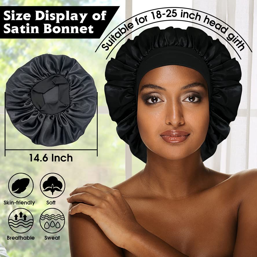 Miniatura 2 de Gorros de ducha de seda  Gorro de satén para dormir, gorro de pelo para cabello rizado, gorro jumbo y más  Gorros grandes para mujeres y hombres