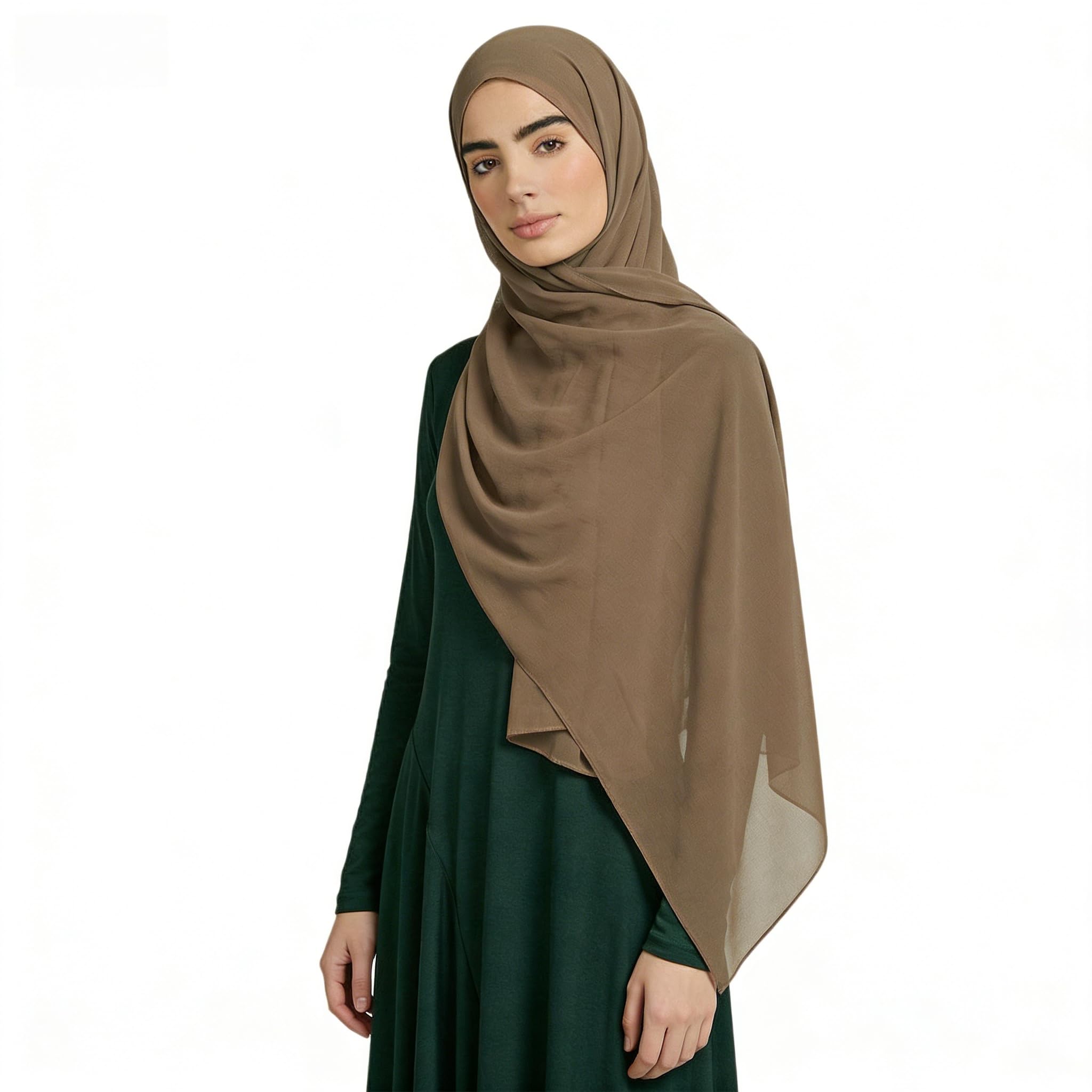 Yeieeo Instant Chiffon Hijab with Undercap Fashion Solid Color Chiffon Head Wraps Under Scarf Caps Muslim Fashion Bandage