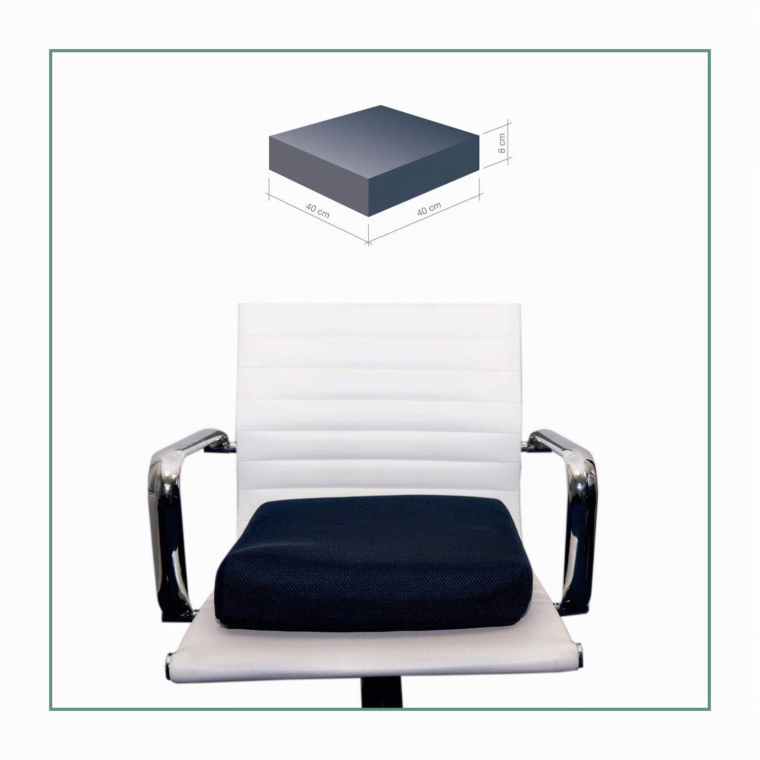 Cojín Antiescaras Viscoelástico 40x40x8 cm, Densidad 50 kg/m³ | Funda 3D transpirable e impermeable, lavable, soporta hasta 100 kg