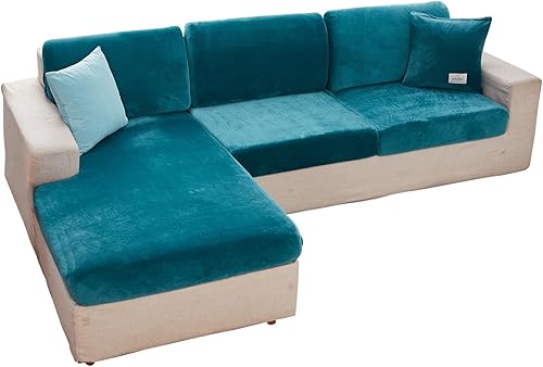 Miniatura 33 de MIFXIN Funda elástica de terciopelo para sofá, funda de cojín universal, resistente al desgaste, forma de L, funda para respaldo de sofá seccional,