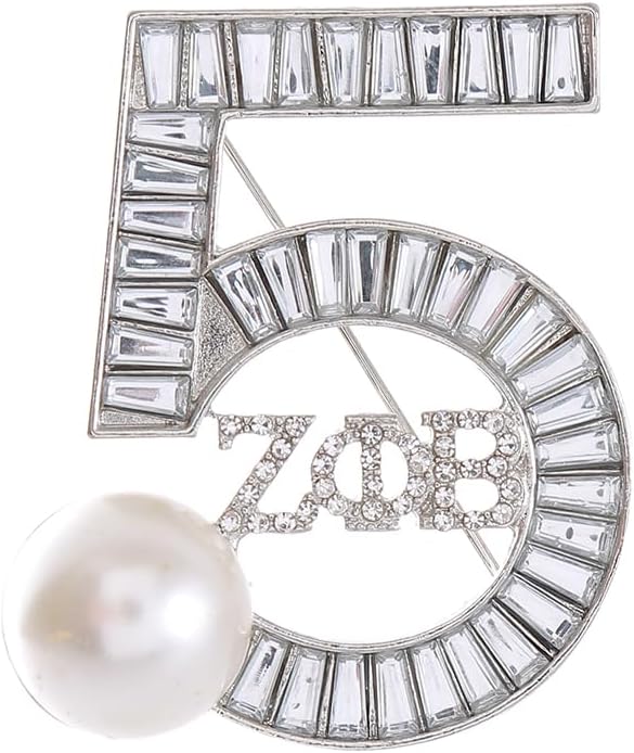 Zeta Sorority Brooch Metal Five Number Greek Letters 1920 Broach Pin Black Lady Social ZPB Jewelry Gift For Finer Women