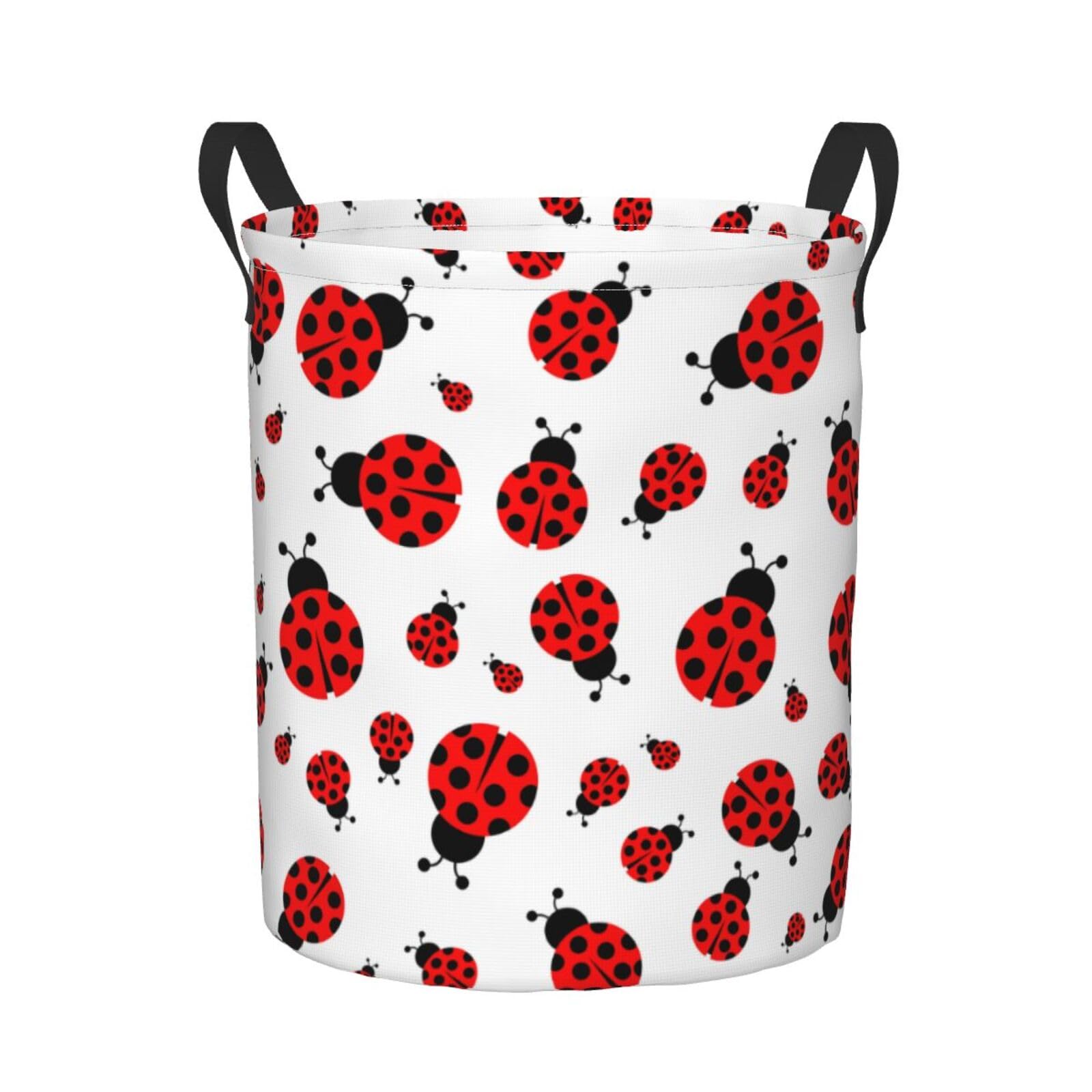 Foruidea Ladybug Laundry Basket,Laundry Hamper,Collapsible Storage Bin, Oxford Fabric Clothes Baskets,Nursery Hamper For Home,Office,Dorm,Gift Basket
