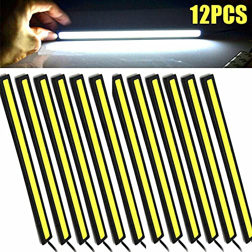 12Pcs White 12V Led Strip Drl Daytime Running Lights Fog Cob Car Lamp Waterproof #TOP1