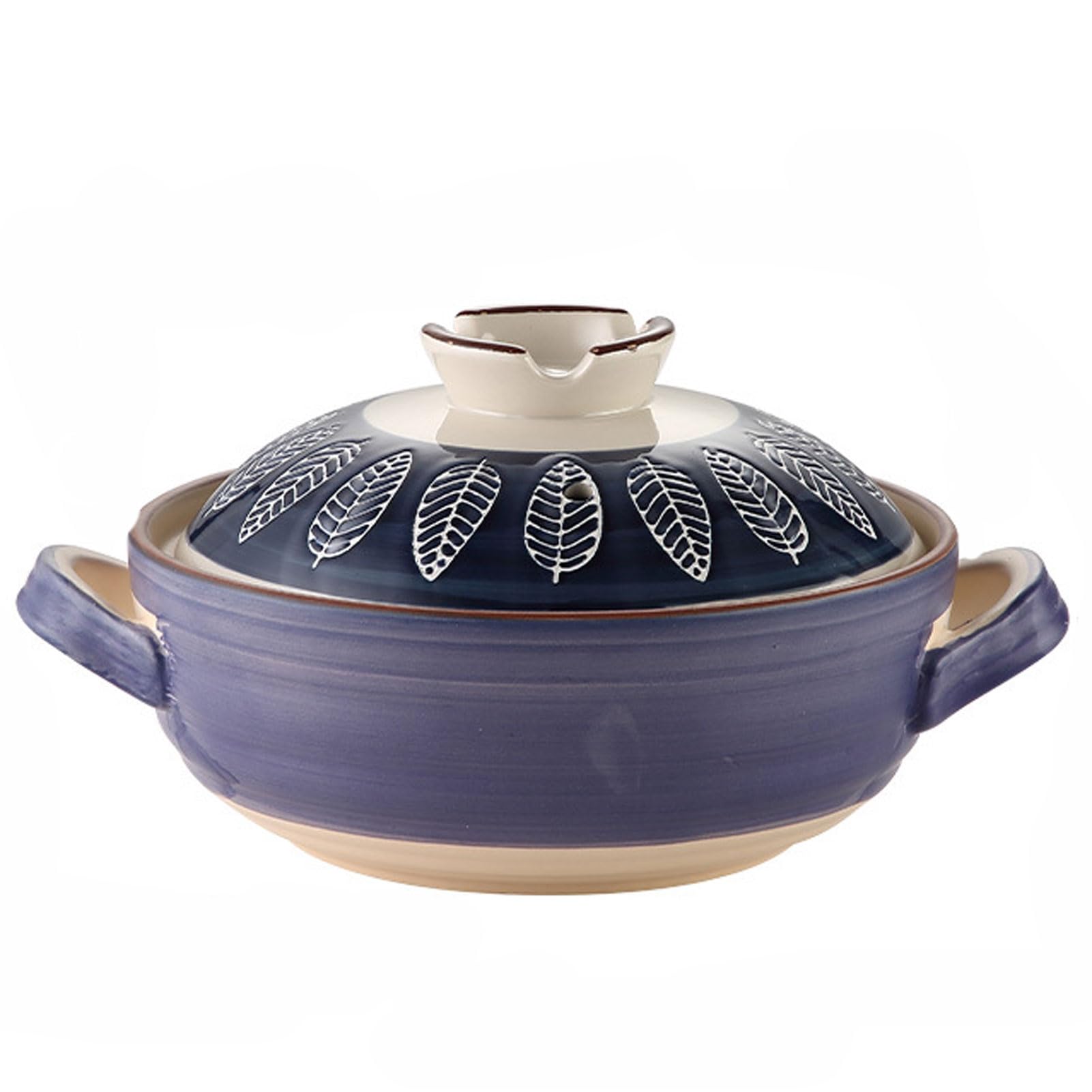 Japanese Donabe Ceramic Casserole with Lid - Earthen Pot Stockpot Cooker for Healthy Cooking