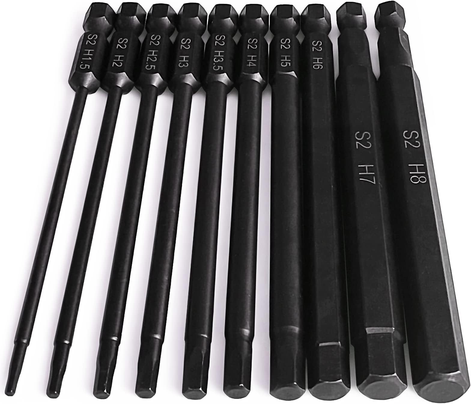 Hex Head Allen Wrench Drill Bit Set (10pc Metric), Upgraded 1/4 Quick Release Shank Magnetic 100mm Long Screwdriver Bit Set.