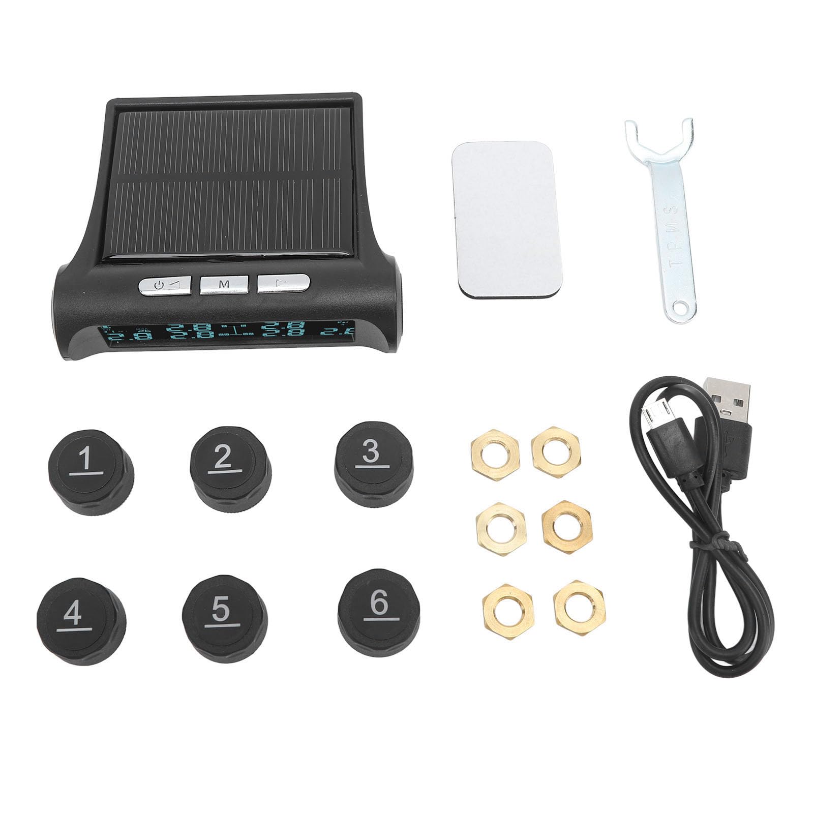 de Monitoreo de Presión de Neumáticos con 6 Sensores TPMS Externos, Pantalla LCD, Alarma de Presión Excesiva y Temperatura, Monitor Impermeable para RV, Remolque, Furgoneta
