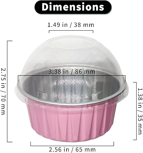 Miniatura 2 de Mombake Moldes de papel de aluminio para hornear Ramekin, bandeja para tarta de queso de 5 onzas, tazas de lata de crema brulee con tapas de cúpula