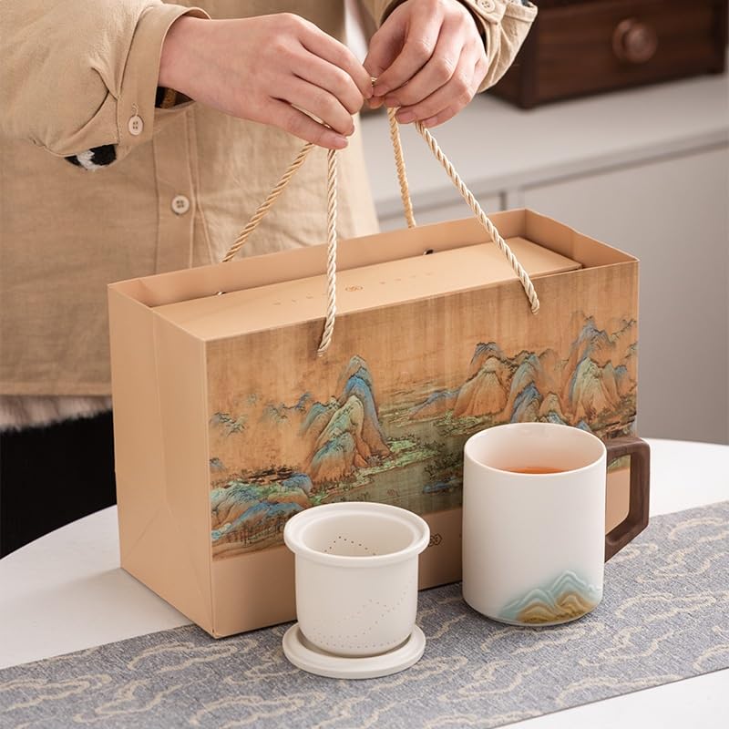 Tasse à thé Tasse à thé en céramique avec filtre et séparation for usage personnel et bureau, légère et luxueuse Récipient de trempage(A)