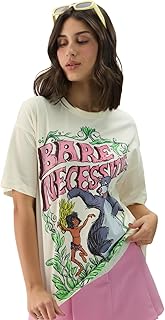 the souled store Official Disney: Bare Necessities Women and Girls Short Sleeve Round Neck White Graphic Print Cotton Oversized Fit T-Shirts Disney Old Retro Cartoon 90s Animated Character Themed-picture-34