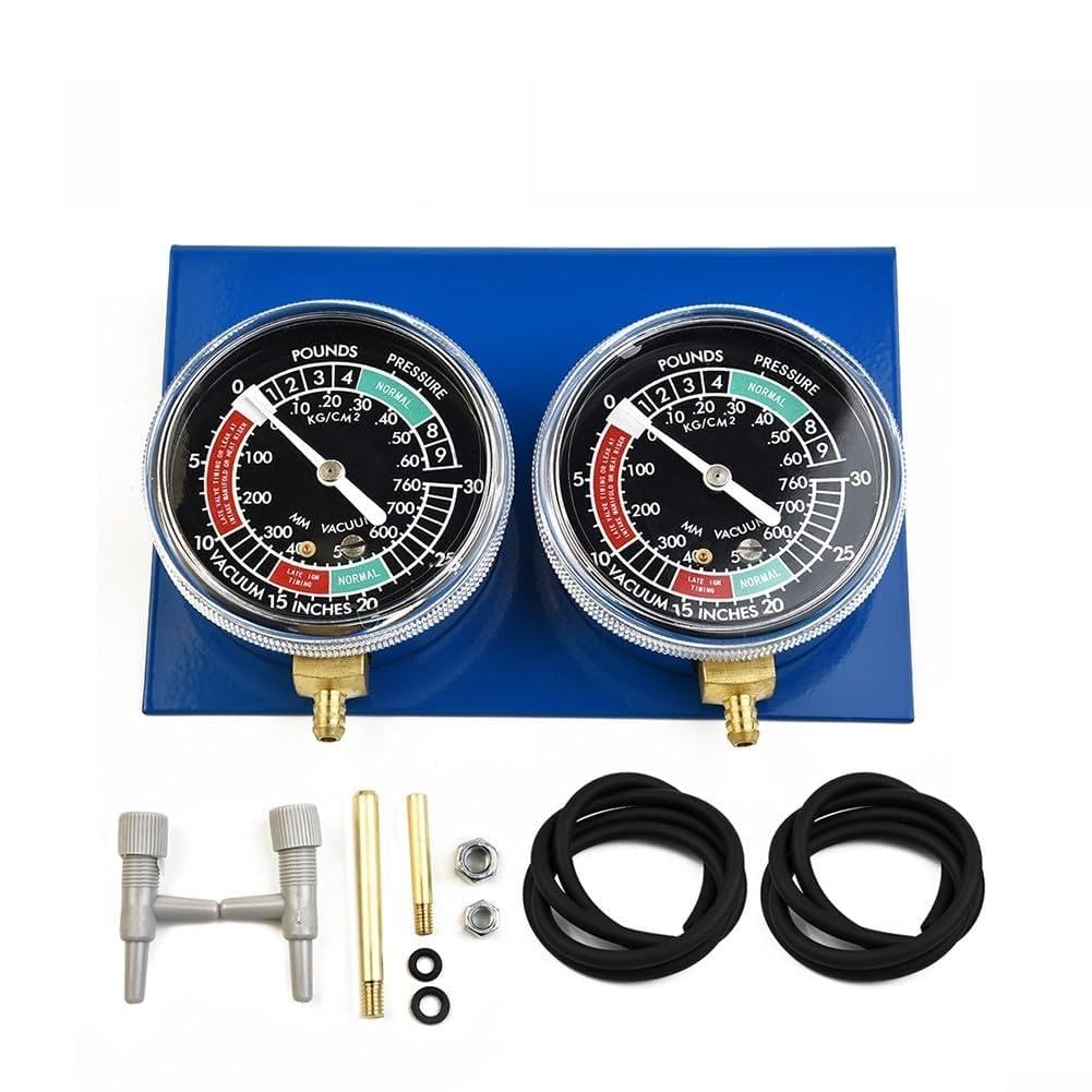 Unterdruckmesser Synchronisierer, verqaser Synchrontester für 2‑Zylinder Motorräder, robust, präzise Messung, Schlauchset, langlebig, Messingverlängerungen 65/180mm, Blau‑Schwarz