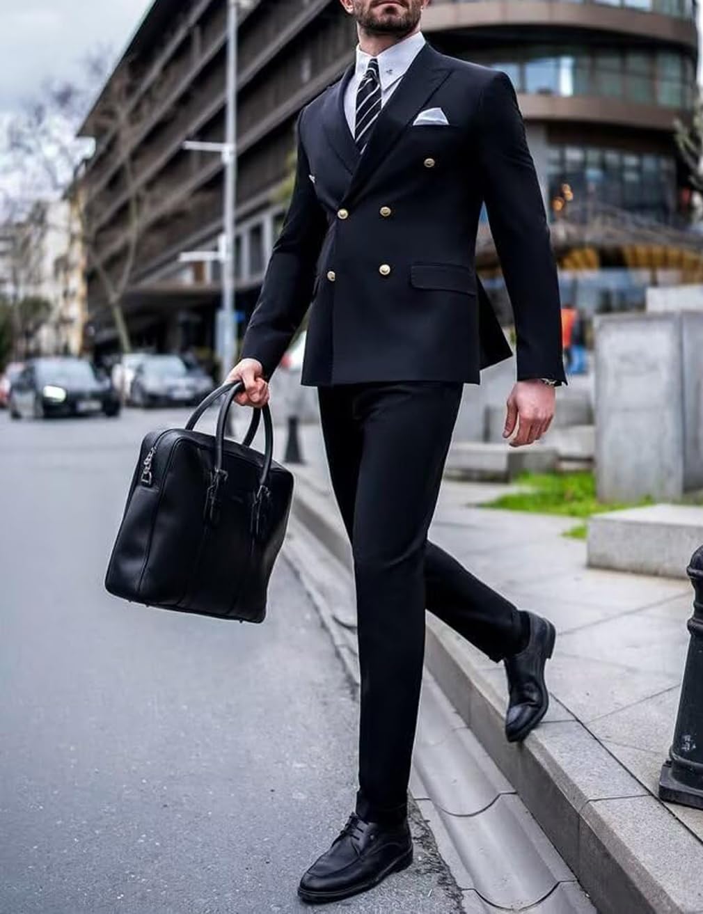 Set di 2 pantaloni blazer a doppio petto per uomo slim fit con risvolto a punta abito da smoking da sposa