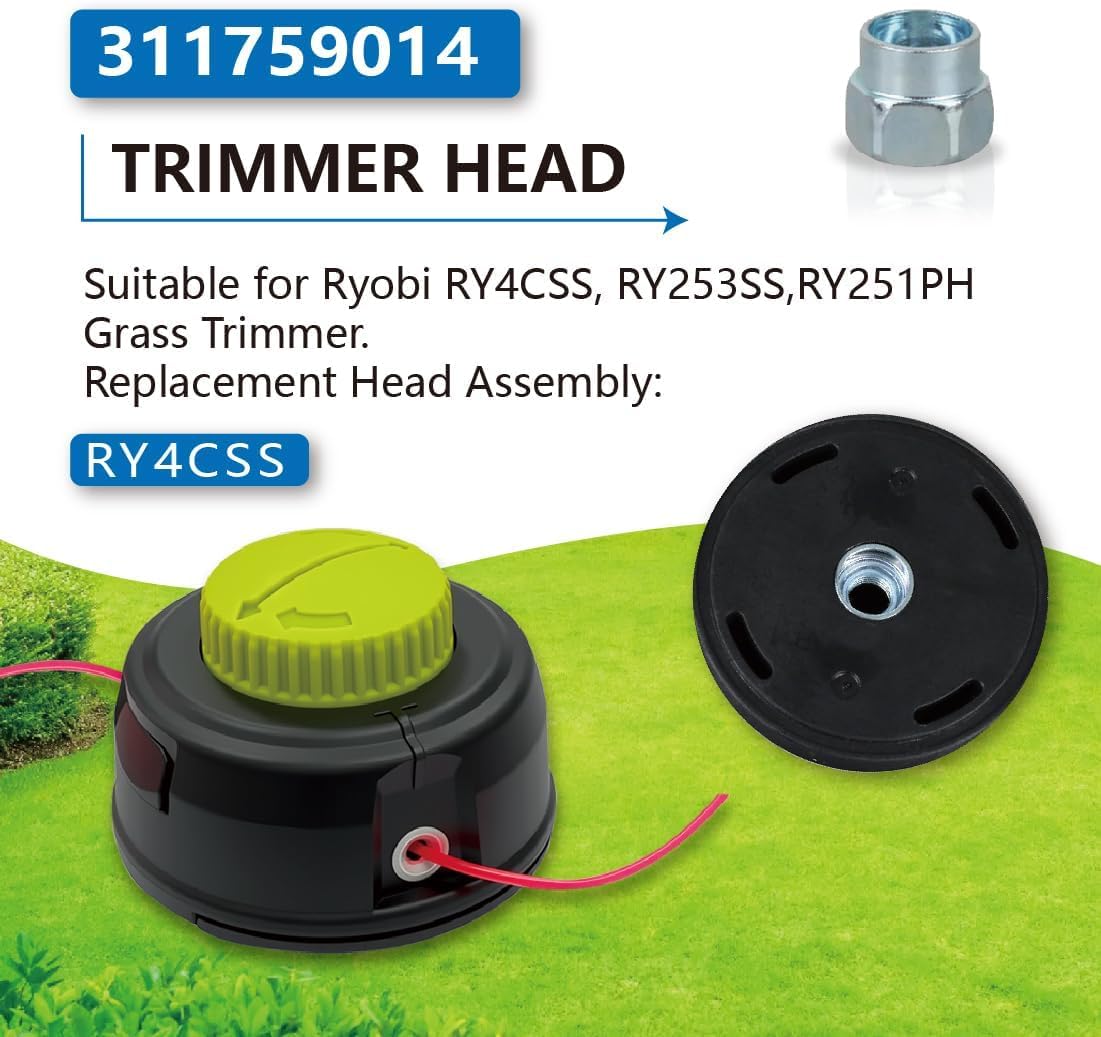 311759014 Reel Easy Bump Head for Ryobi RY4CSS RY253SS Straight Shaft String Trimmers (AC04156)， 311759004 Replacement Parts (2PCS)