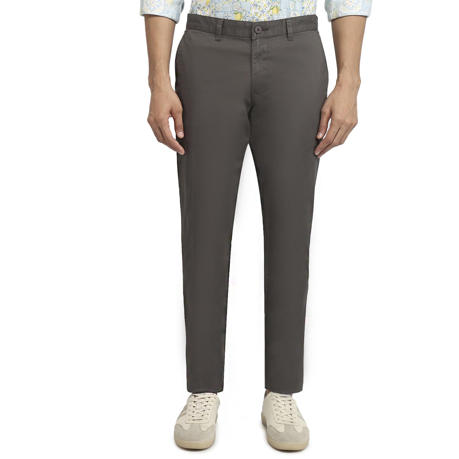 parx Men Low Rise Tapered Fit Solid Pattern Cotton Blend Flat Front Casual Trouser-picture-25