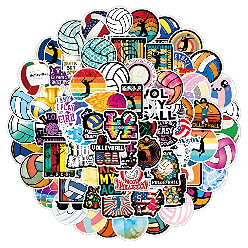 100 Piezas de Pegatinas de Voleibol,Pegatinas para Ordenador Portatil Agenda Laptop Skate Botella Agua Guitarras Maletas equipajes Coches y Bicicletas,volleyball Impermeable Vinilo Pegatinas