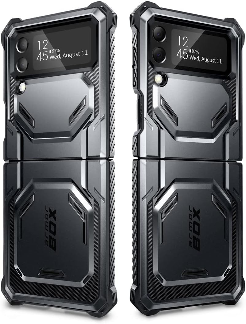 i-Blason Armorbox Series Case for Samsung Galaxy Z Flip 4 5G (2022), Full-Body Rugged Holster Case with Shock Reduction/Bumper (Black)