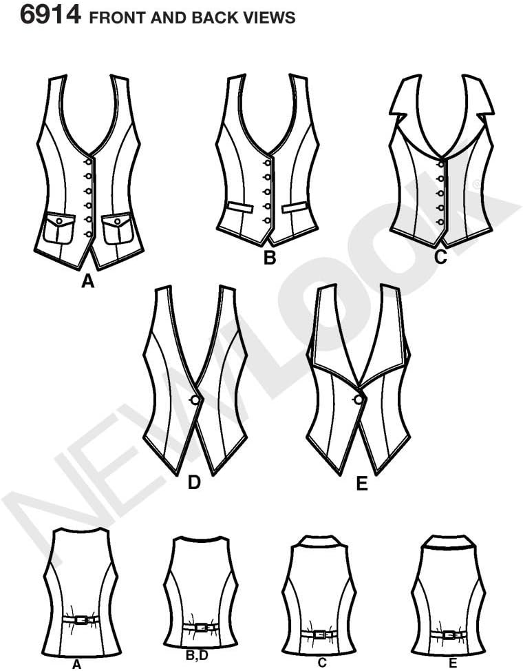 New Look Sewing Pattern 6914 Misses Tops, Size A (4-6-8-10-12-14-16)