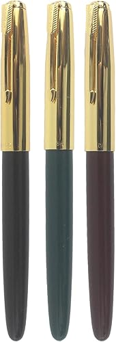 Miniatura 2 de Pluma estilográfica clásica Hero 616, 3 unidades, en 3 colores, ribete dorado