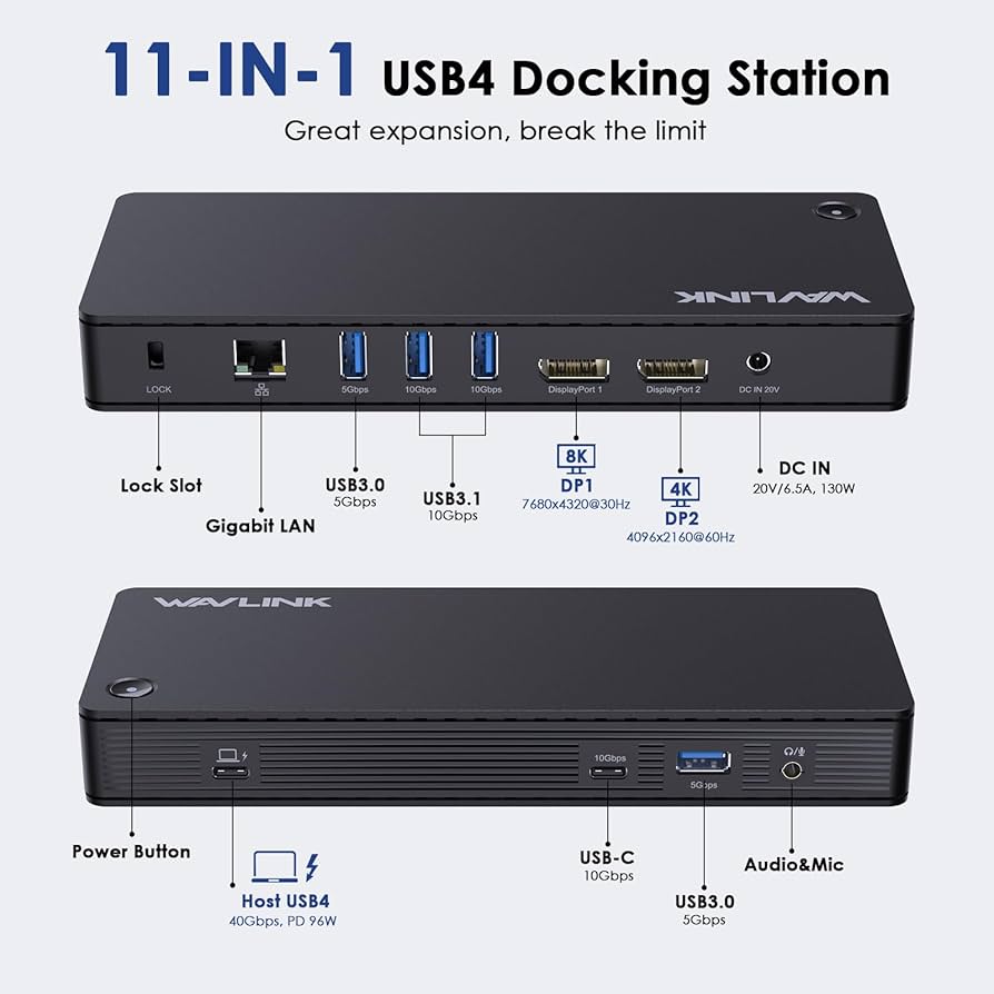 Amazon.com: WAVLINK USB 4 Docking Station, USB C Dock 40Gbps 96W