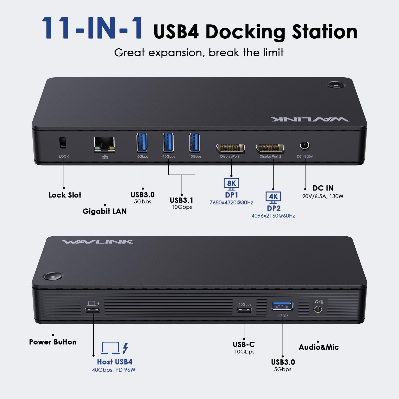Amazon.com: WAVLINK USB 4 Docking Station, 40Gbps 96W PD Charging 