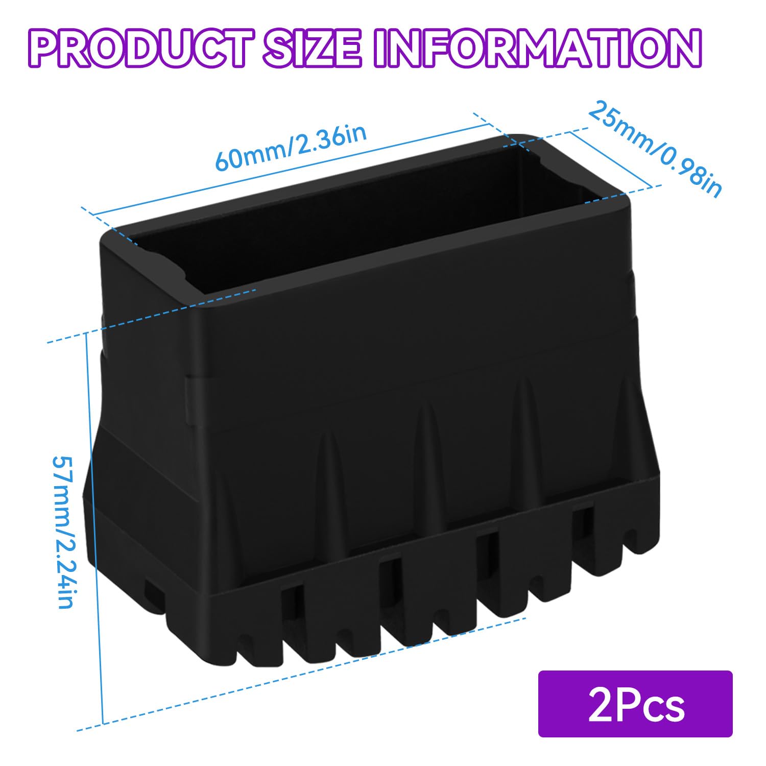 Patins Pieds Escabeau Pied pour Echelle Antidérapant(2Pcs, 25 * 60mm) | Patin pour Escabeau pour Échelles Droites Résistants aux Températures Élevées et à l'usure