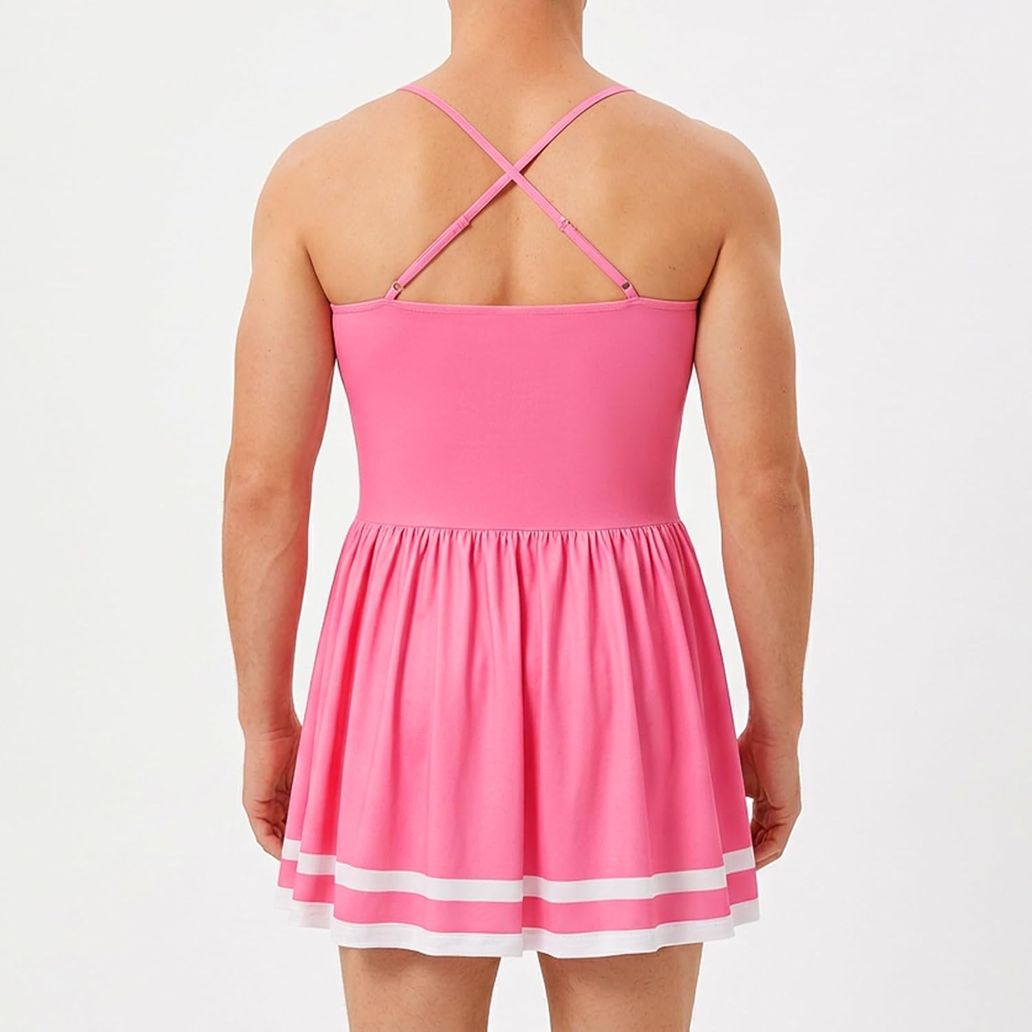 FYMNSI Sissy Dress for Men, Adjustable Straps Cross Back Slip A-line Mini Dress, Crossdresser Clothes, Sexy Men's Nightgown