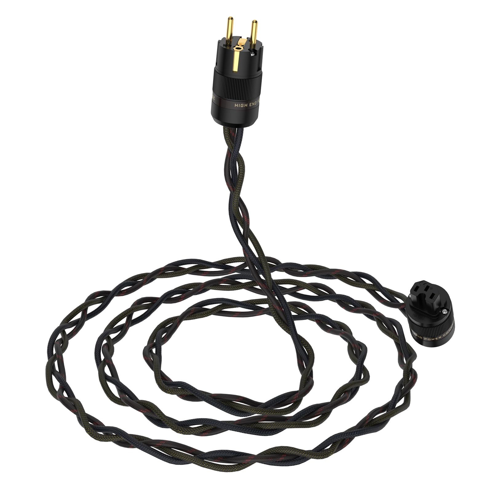 High-End Netzkabel HiFi Netzkabel mit Schukostecker & Kaltgerätekupplung für Subwoofer, Verstärker, DV/AV Kaltgerätestecker C15 (1m/3,28ft)