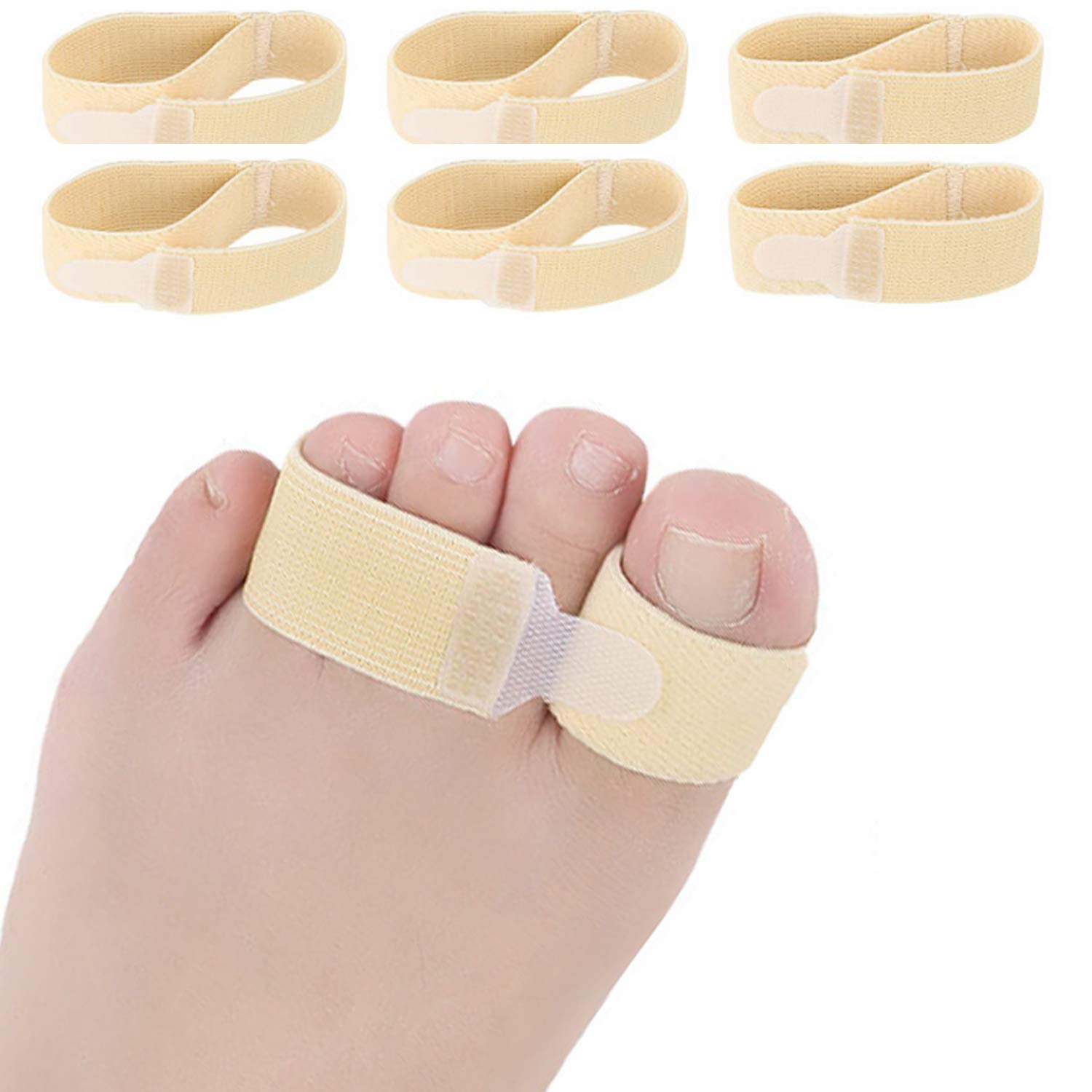 6 fasce per dita rotte, dita a martello, raddrizzatore per dita dei piedi in tessuto elastico, bende imbottite per dita dei piedi, separatori per dita a martello