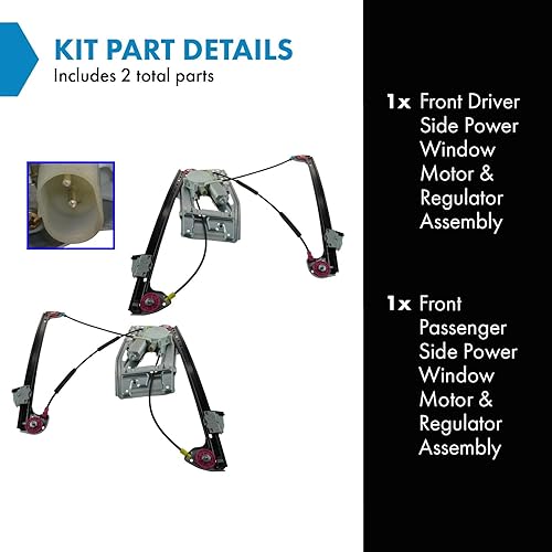 Miniatura 5 de TRQ Conjunto de motor y regulador de elevalunas eléctrico delantero compatible con Chevrolet GMC 91-94 Oldsmobile 82-94
