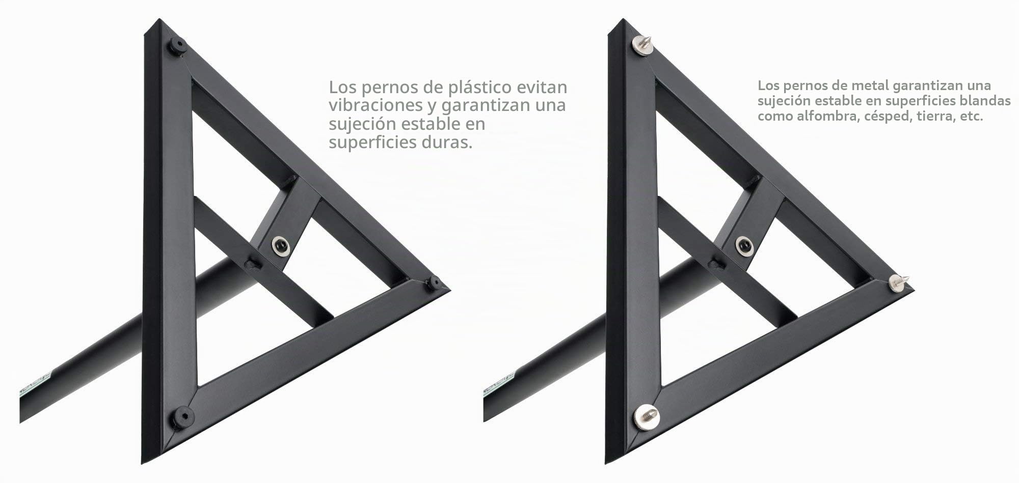 Pronomic SLS-10 Soporte de altavoz para monitor de estudio - Altura ajustable de 80 cm a 130 cm, base triangular, pies de goma, pies con pinchos, acero, placa de soporte con tiras de goma - Negro