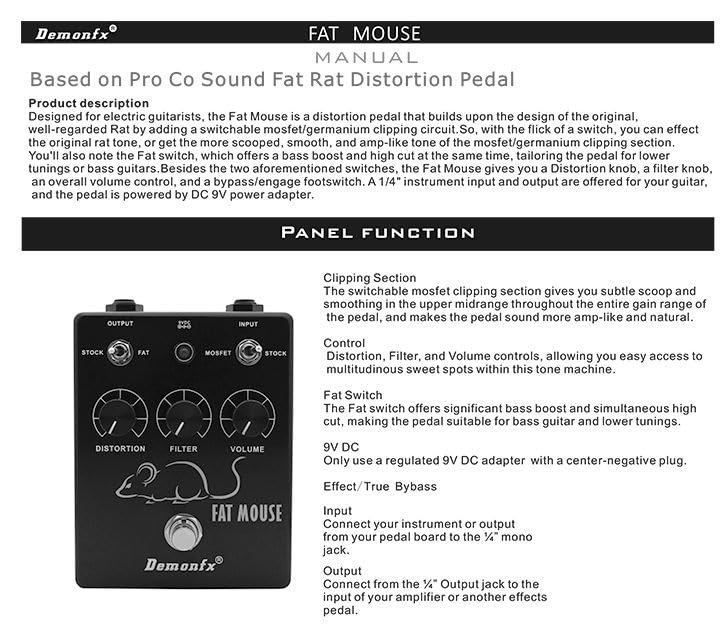 Amazon.com: Demonfx FAT MOUSE Distortion w/Filter Option : Musical