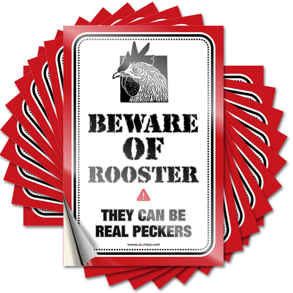 Man Cave Decorations Case Bumper | Chicken Warning Sign Retro Durable Vinyl Sticker Easy Apply for Fishing(6X9CM)