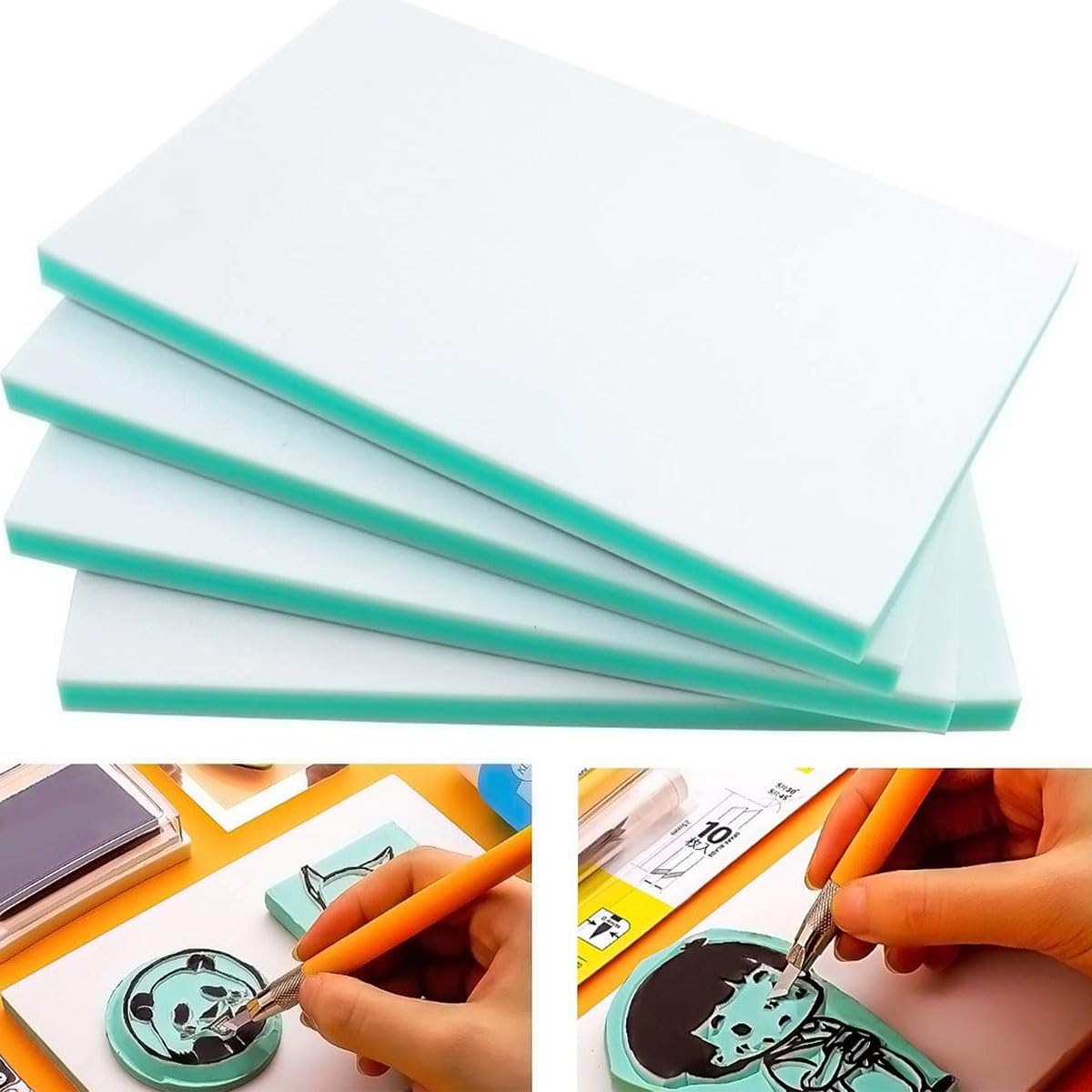 LEEQ Blocchi Per Intaglio Timbri - Gomma Morbida Per Fai-da-te E Artigianato