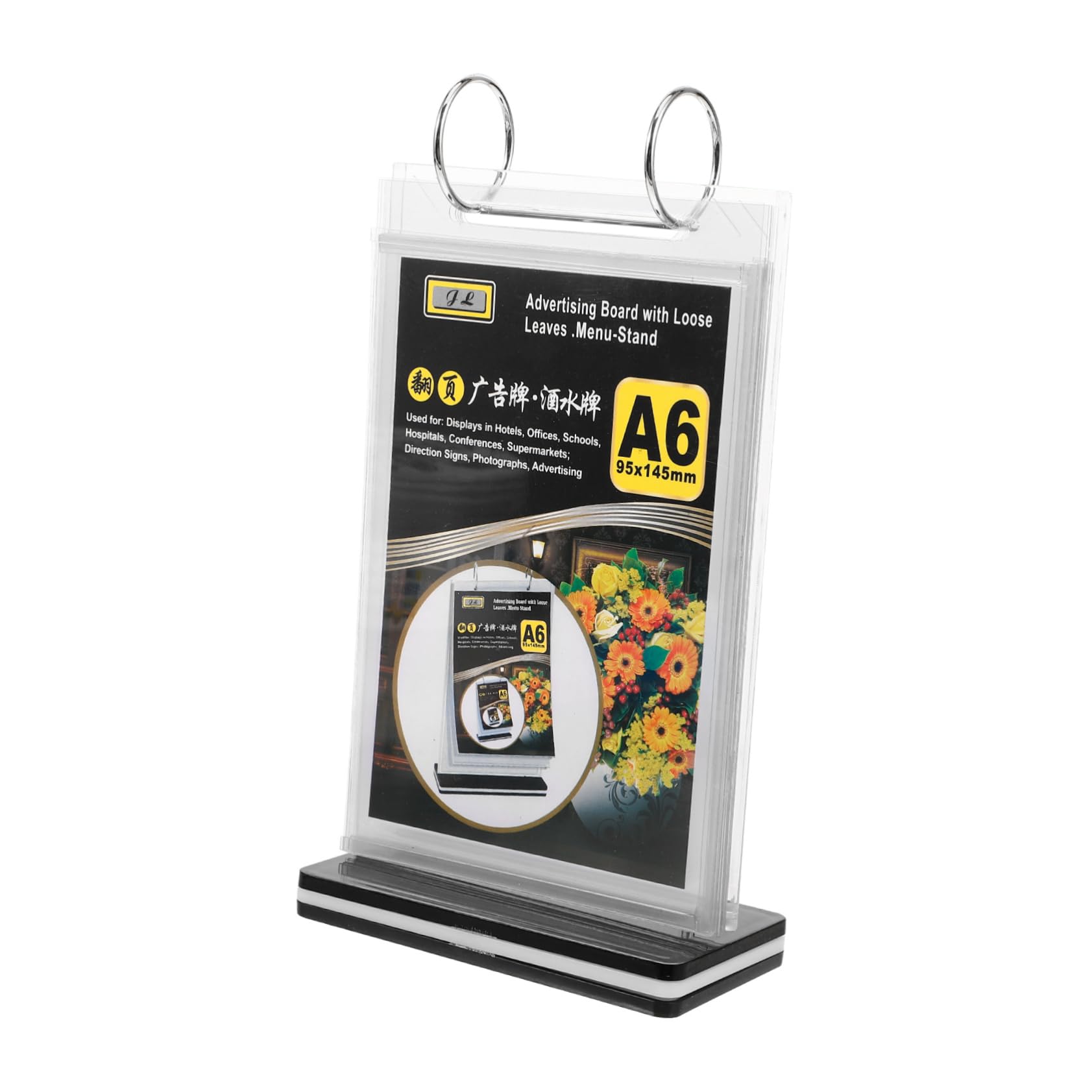 ARTIBETTER 12 Piezas Soporte de Menú Vertical de Restaurantes y Cafés Exhibidor de Carteles con Base Estable Soporte de Menú Transparente Eventos y Celebraciones