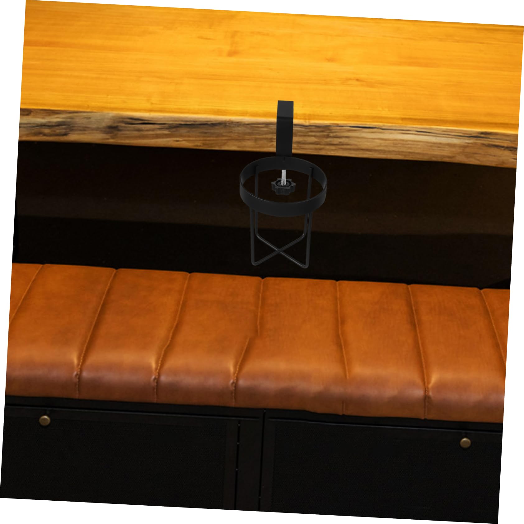 FONDOTIN Clamp Cup Holder for Desk Space Saving Table Edge Drink Organizer Drop Design for Gaming Desks and Workspaces Keeps Drinks Within Reach