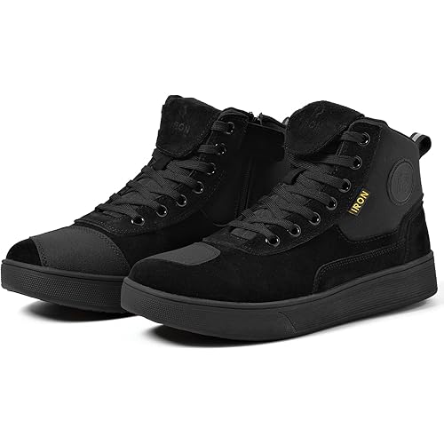 Motorcycle Shoes for Men, Thickened Anti-Slip Sole, Breathable Casual Motorcycle Riding Boots with Ankle Support, Shift Pad