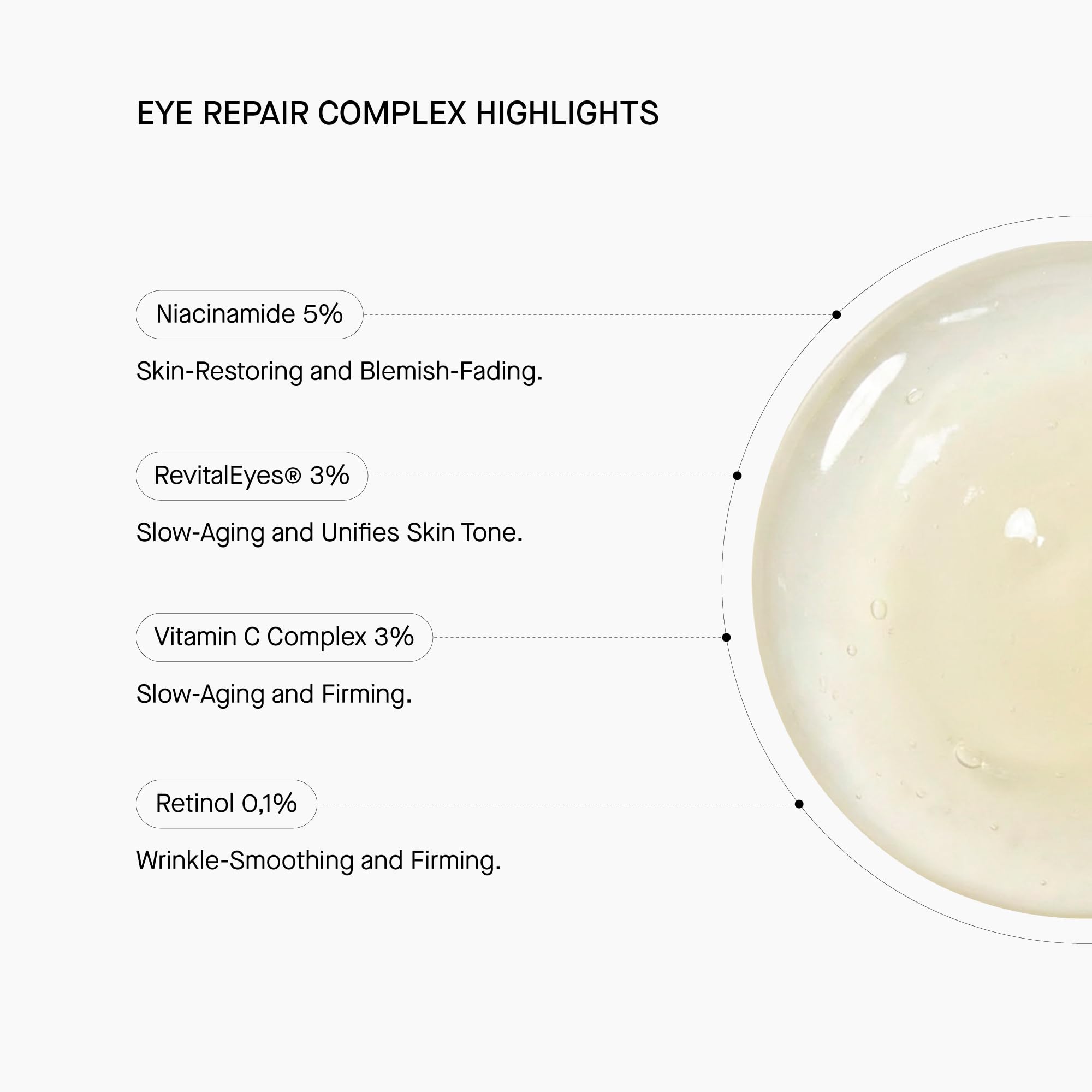 Transparent Lab Eye Repair Complex Eye Contour 15ml – Anti-aging and Moisturizing Night Serum, Reduces Dark Circles, Hydrates and Stimulates Collagen for a Rested and Firm Look