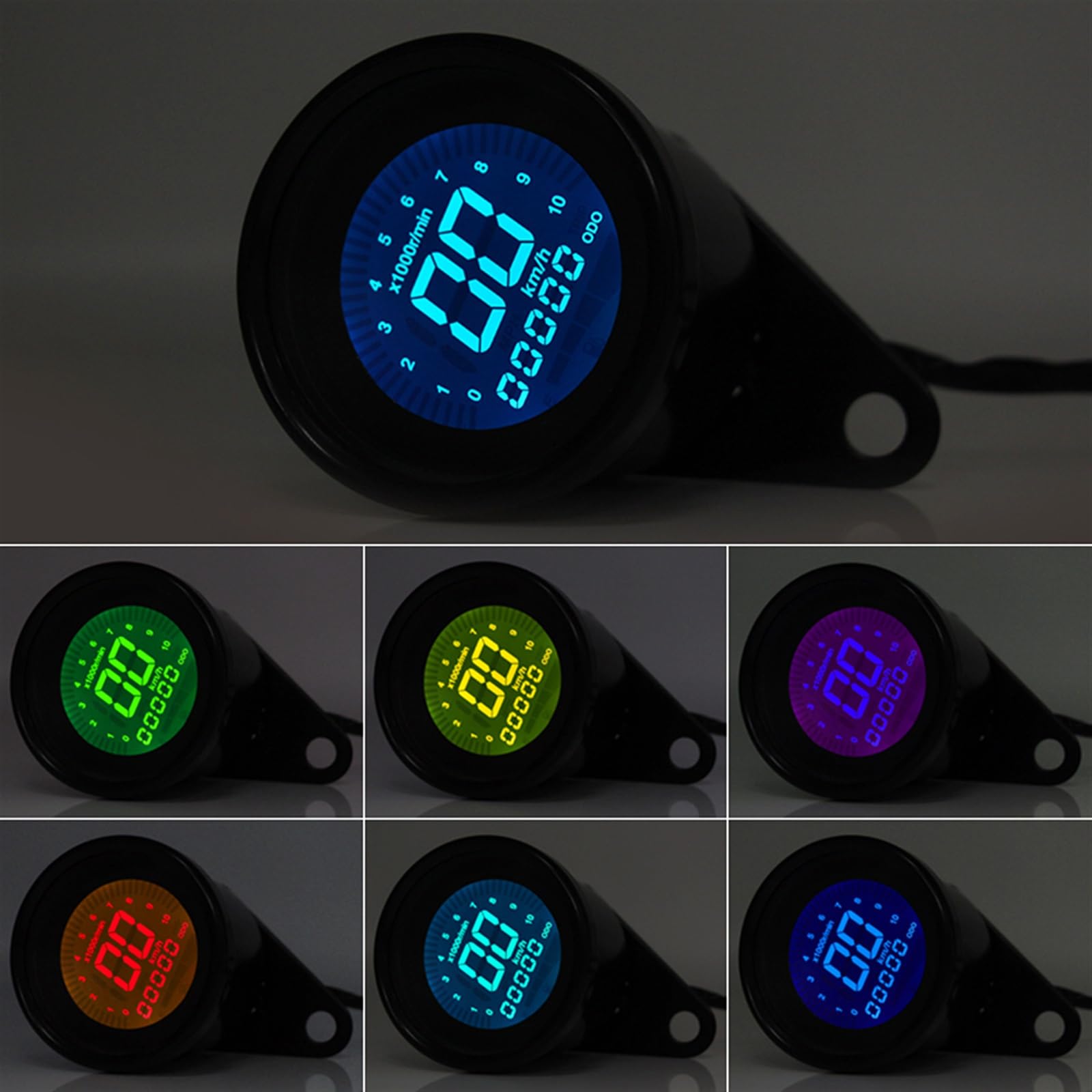 Tachimetro digitale LCD durevole for motocicletta, contachilometri retroilluminato a 7 colori, misuratore universale del livello dell'olio Misuratore per motociclette