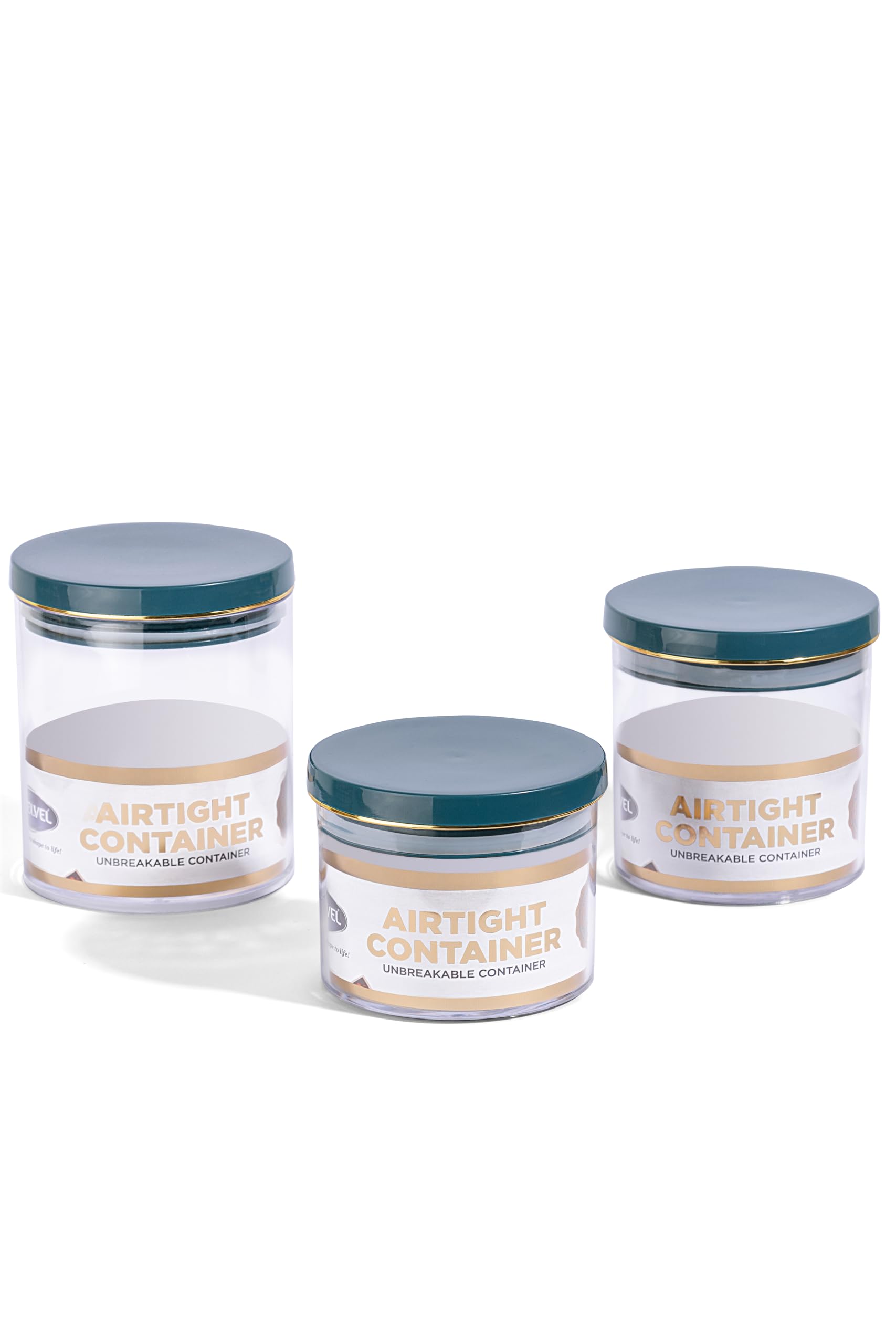 SELVEL Giving Shape to Life! Stackable Unbreakable Polycarbonate Airtight Kitchen Container Set - 600ml, Emerald Green Print, Set of 3, with Secure Airtight Lids, Ideal for Pantry and Kitchen