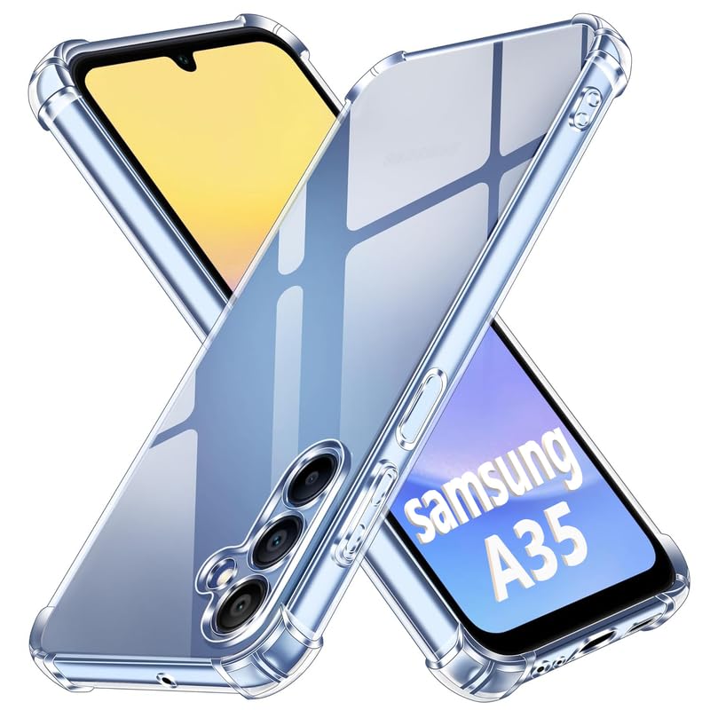 Image of Lustree Back Cover Transparent Case Compatible with Samsung Galaxy A35 | Clear + TPU Case with 4 Corner Air Cushion Protection & Camera Protection | Slim& Stylus Cover