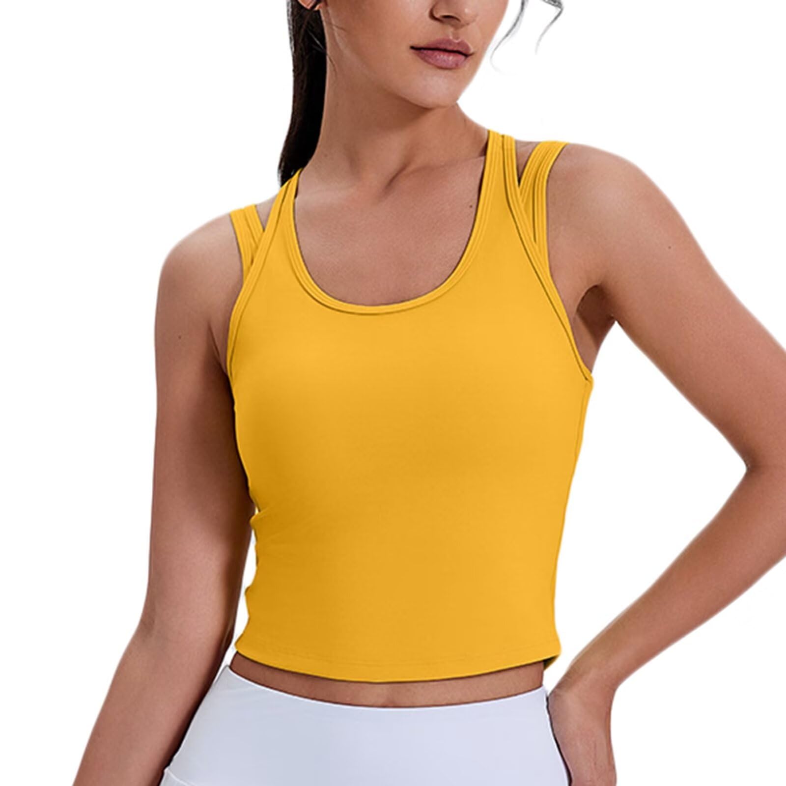 Rivccku Canotte da Allenamento da Donna con Reggiseno Incorporato Canotta Sport Yoga Palestra Camicie Senza Maniche Estate