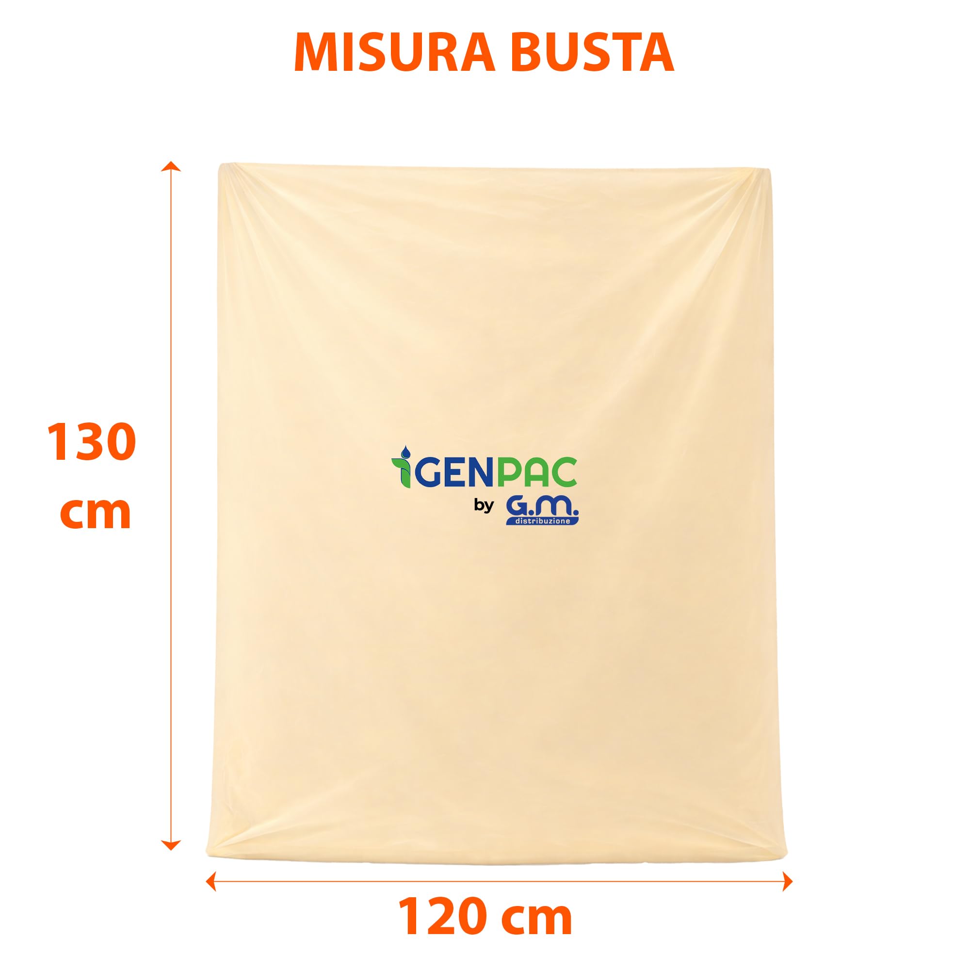 GM – 20 Sacchi Trasparenti in PE 120×130 cm Spessore 80 Micron, Buste Extra Capienti Resistenti per Conservazione Oggetti, Traslochi, Magazzino, Cantina e Garage, Bocca Aperta da Annodare