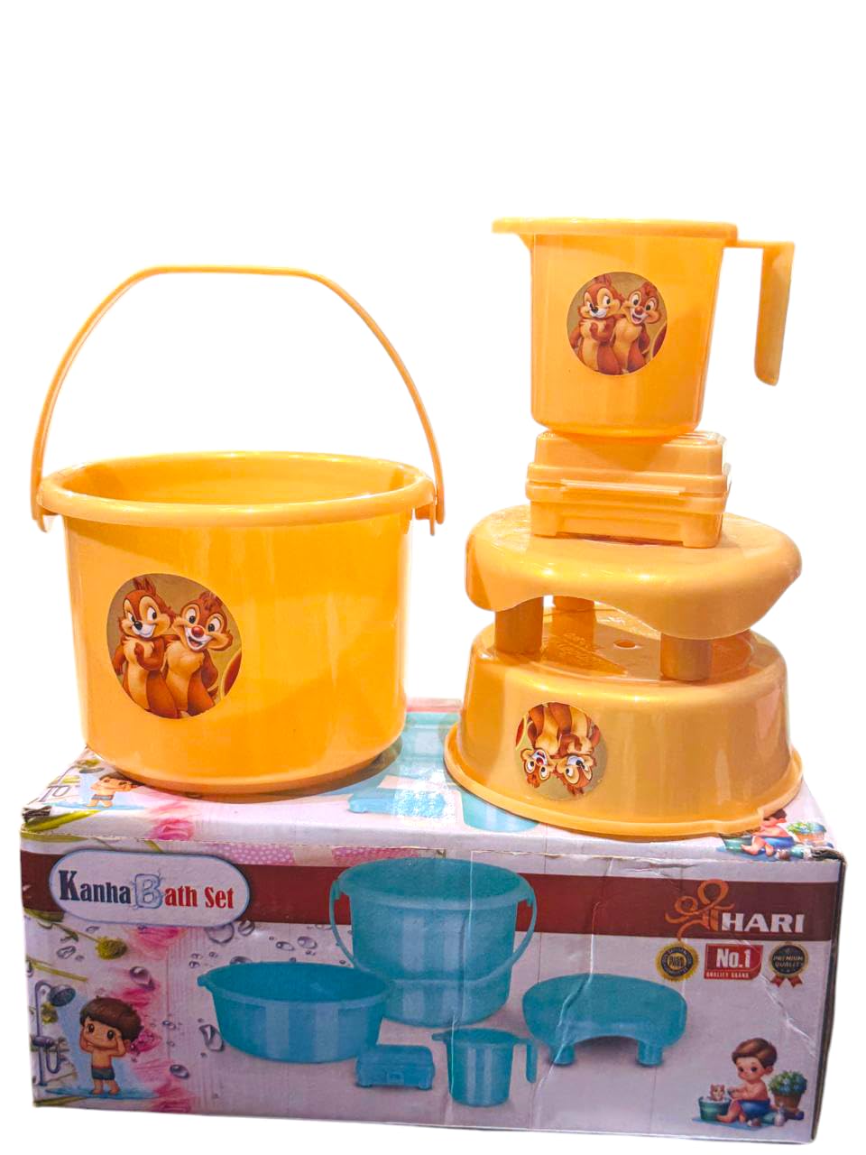 Brijrani Collection Present, Kanha ji Small Bath Set, Random Color, Bucket,tub,soapdish, Mug, and Stool for laddu Gopal ji-image-33