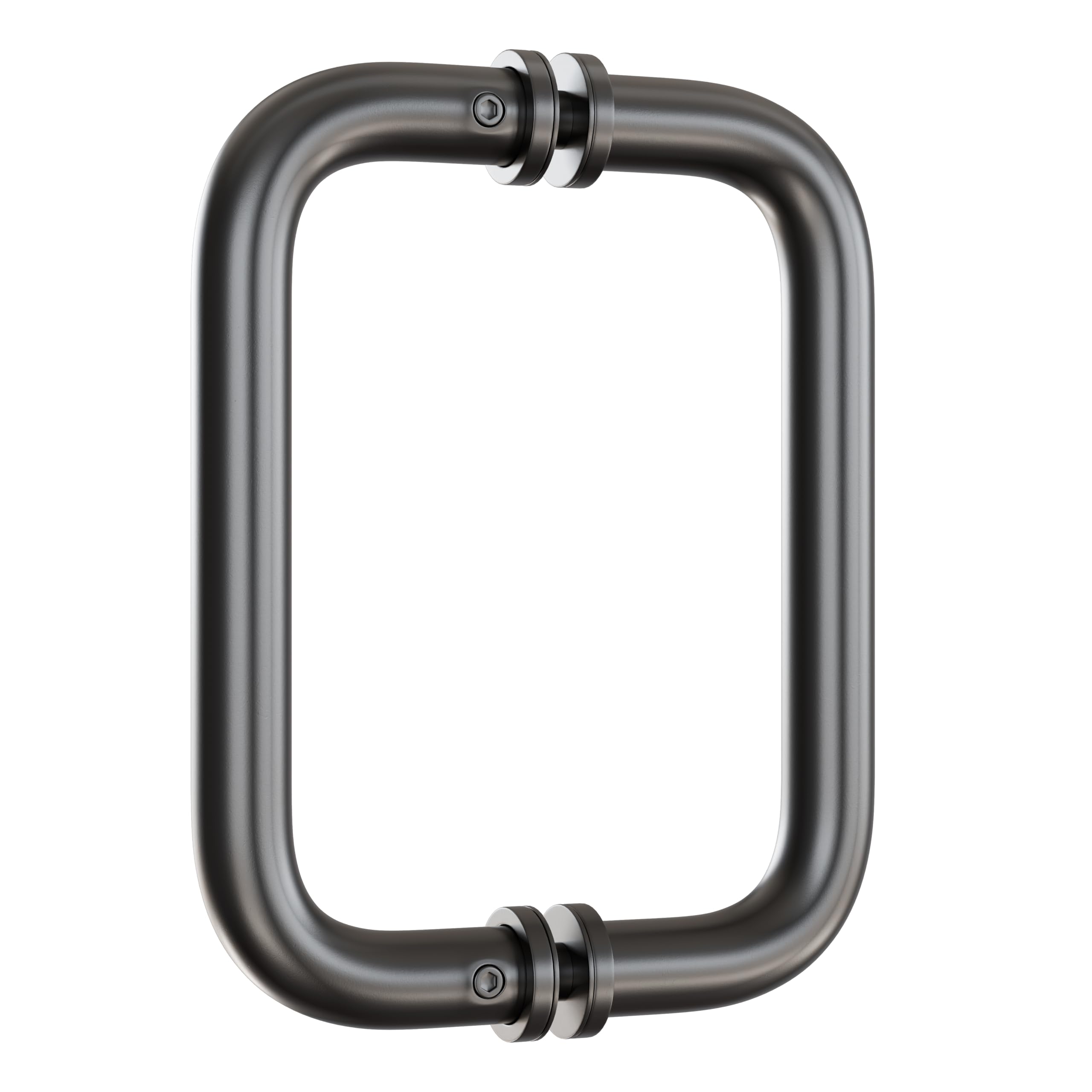 Ranbo Shower Glass Door Handle, 152mm (6 Inch) Hole Centres, Matt Black, 304 Stainless Steel, 1.0mm Thick Tube, Fits 6–12mm (1/4"–1/2") Glass, for Bathroom Door Installation or Replacement.