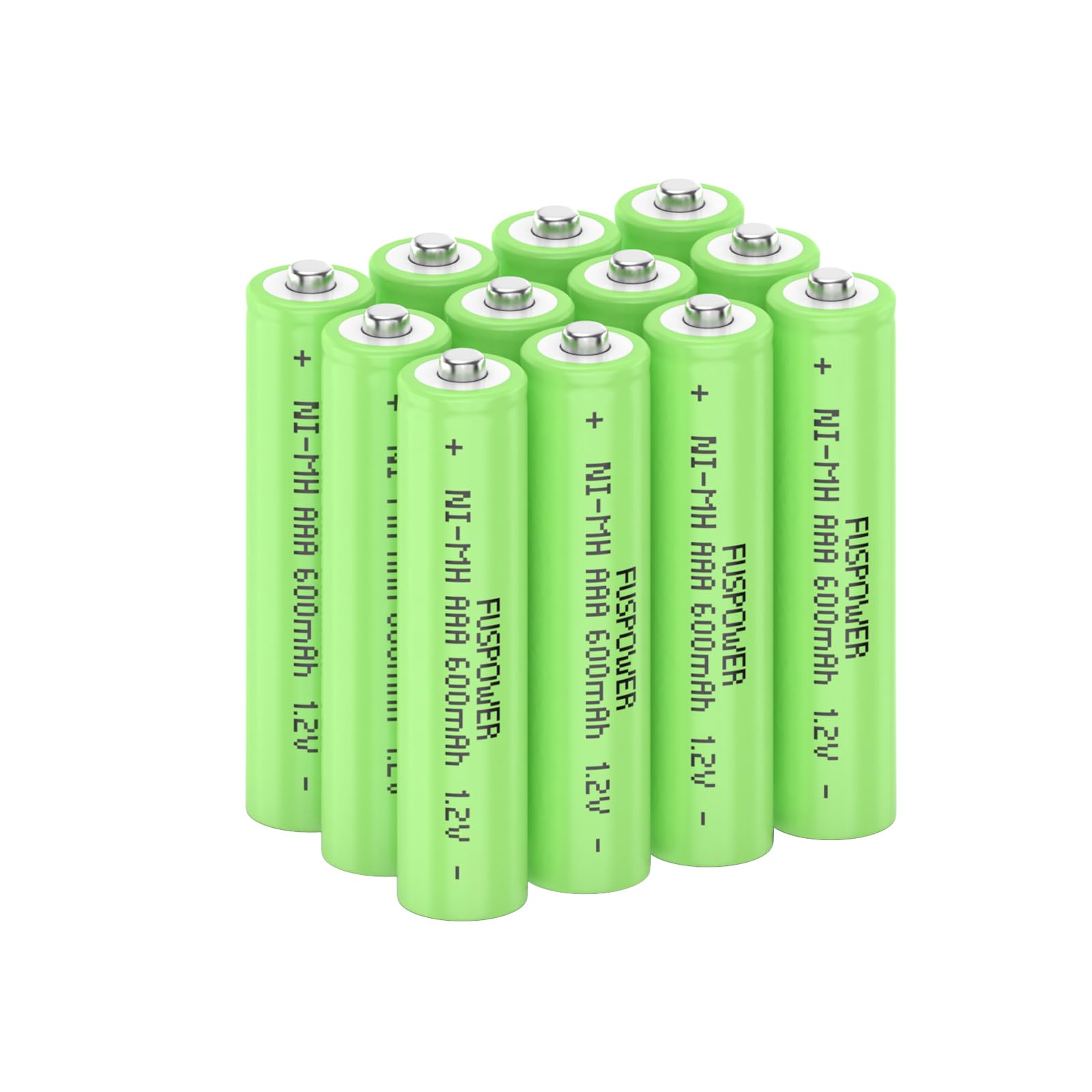 Fuspower Rechargeable AAA Batteries Triple A Rechargeable Battery 600mah 1.2V Rechargeable Batteries for Solar Lights Outdoor Garden Lights Remotes Household Devices 12 Pack