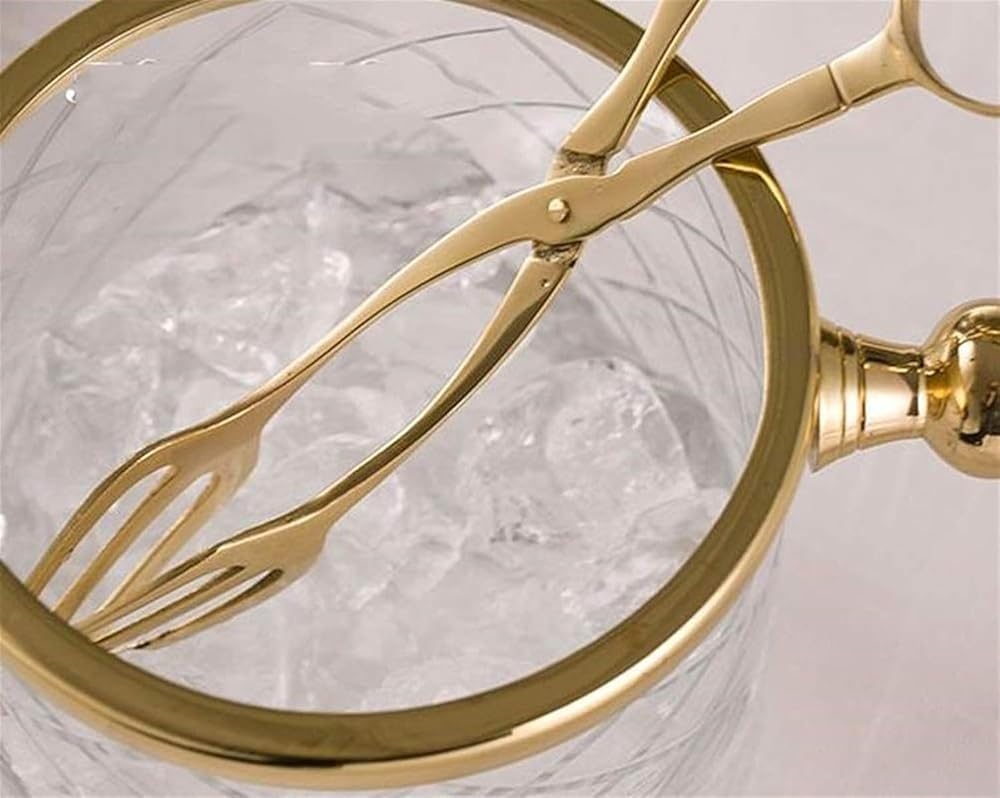 Secchiello per il ghiaccio isolato per champagne, vino, birra con pinze in acciaio inox, cestino per il ghiaccio di lusso per feste, bar a casa